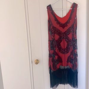 Never worn 1920s styled red flapper large dress